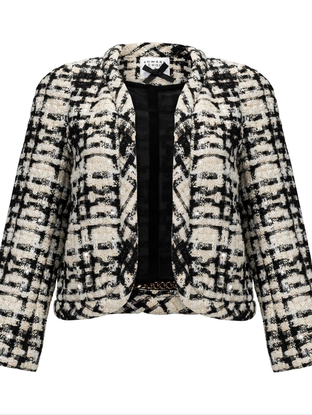 Edward AchourCropped Metallic Jacket - Black + Cream Size 6/8